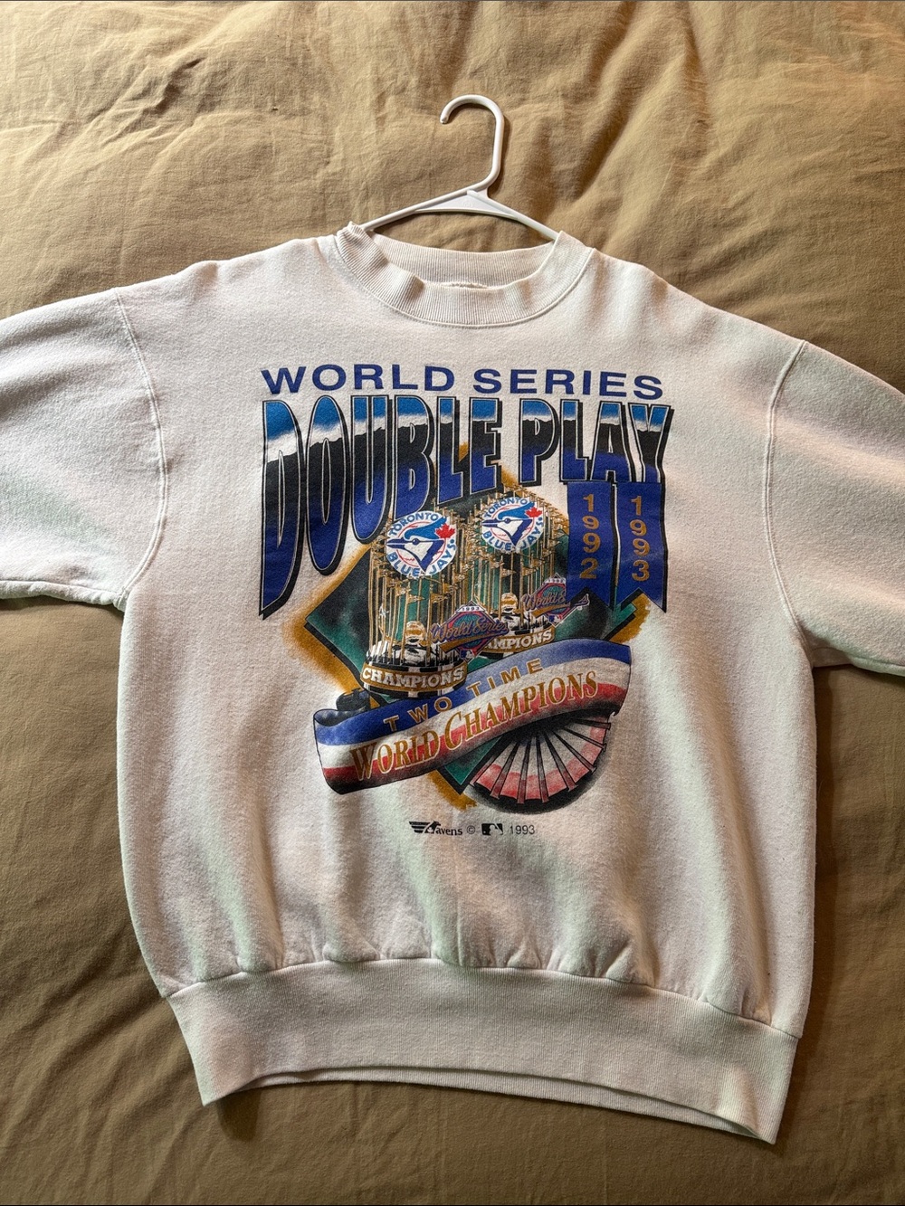 Fruit of the Loom White Toronto Blue Jays World Series Graphic Sweatshirt